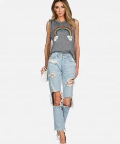 Lauren Moshi Kinzington Rainbow Skull Cloud Tanks