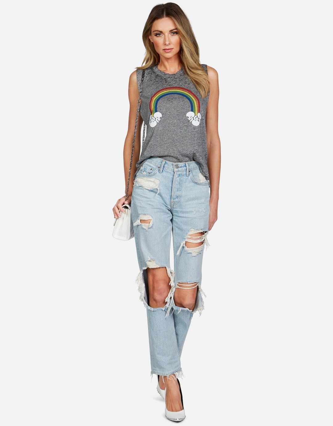 Lauren Moshi Kinzington Rainbow Skull Cloud Tanks