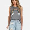 Lauren Moshi Kinzington Rainbow Skull Cloud Tanks