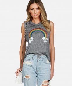 Lauren Moshi Kinzington Rainbow Skull Cloud Tanks