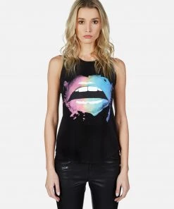 Lauren Moshi Tanks Peyton Rainbow Smudge Lip
