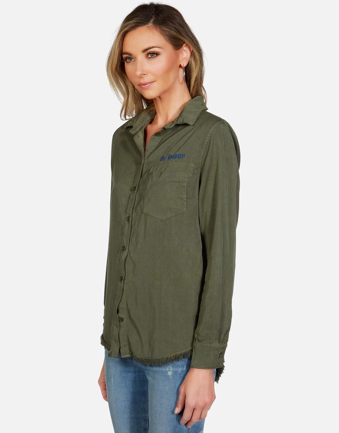 Lauren Moshi Long Sleeve Sloane Spray Happyface