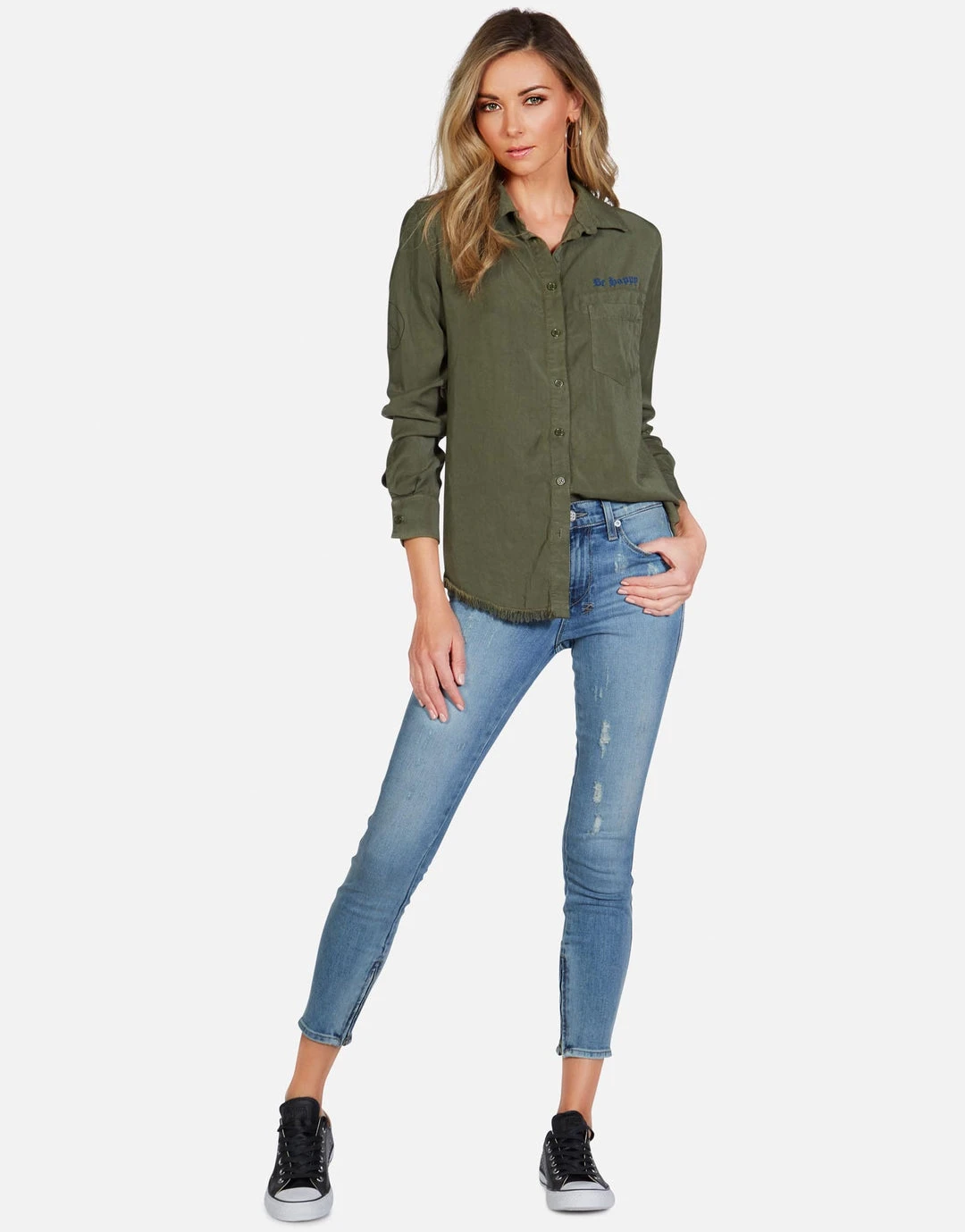 Lauren Moshi Long Sleeve Sloane Spray Happyface