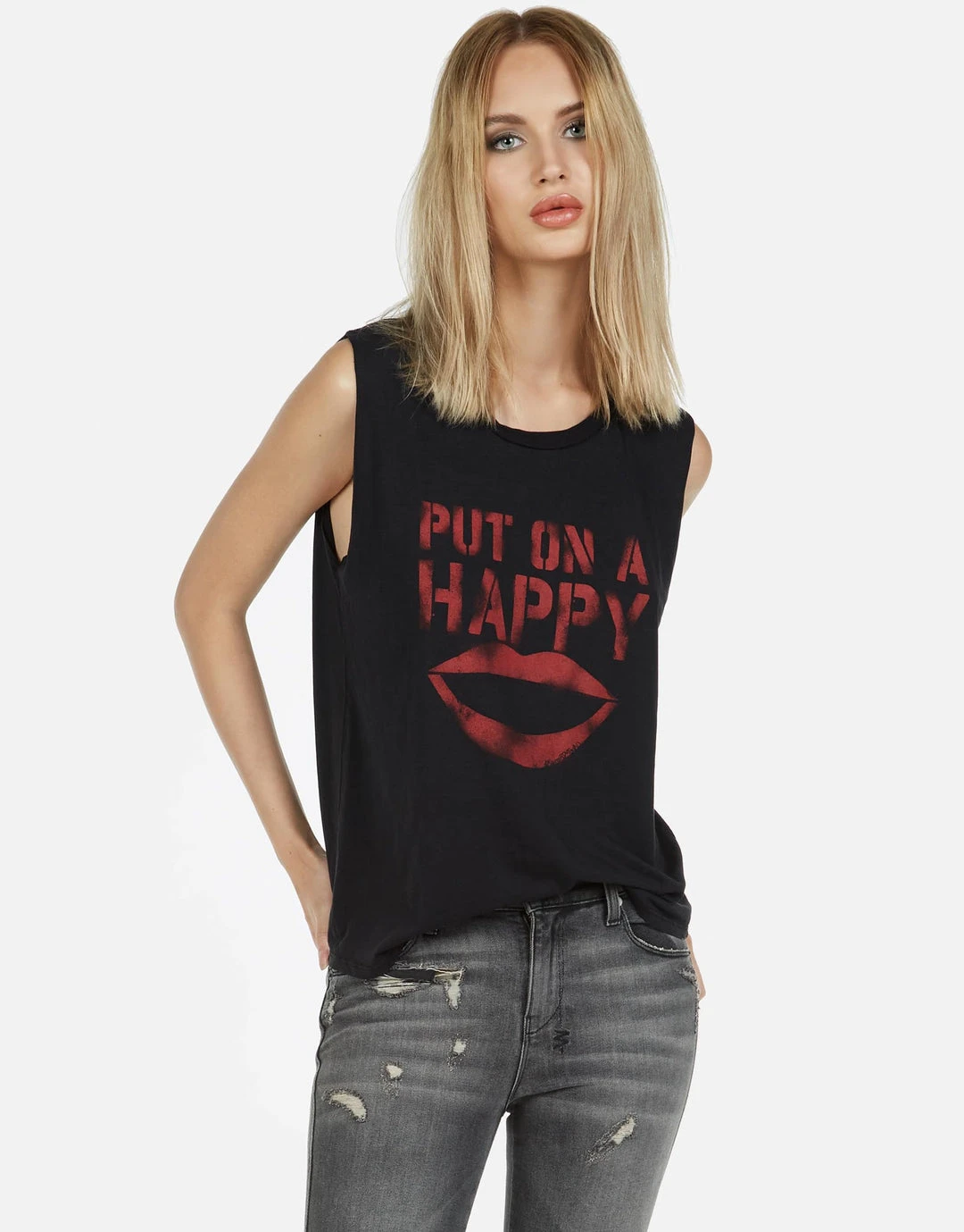 Lauren Moshi X Kel Stencil Happy Smile Tanks