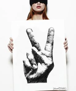 Lauren Moshi Canvas Peace Sign Art Peace Love & Moshi