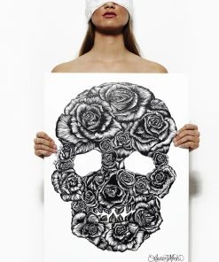 Lauren Moshi Canvas Skull Rose Art Ultimate Skull Collection